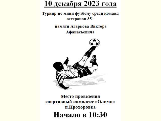 10 декабря 2023 года в 10.30 час. в спортивном комплексе «Олимп» п.Прохоровка